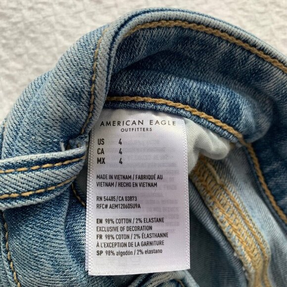 American Eagle hi-rise shortie distressed cutoff cotton stretch denim jean short - Picture 11 of 11